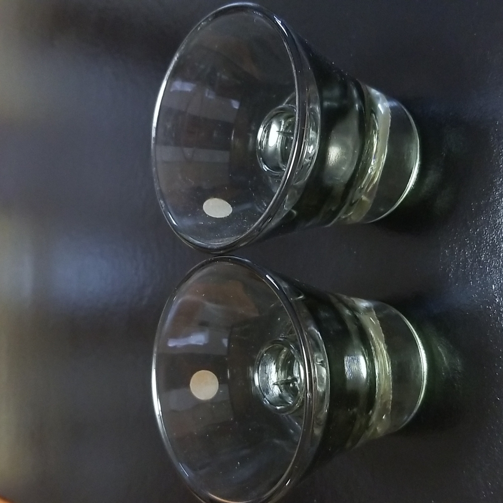 Pair of Vintage Smokey Gray Glass Candleholders Denmark